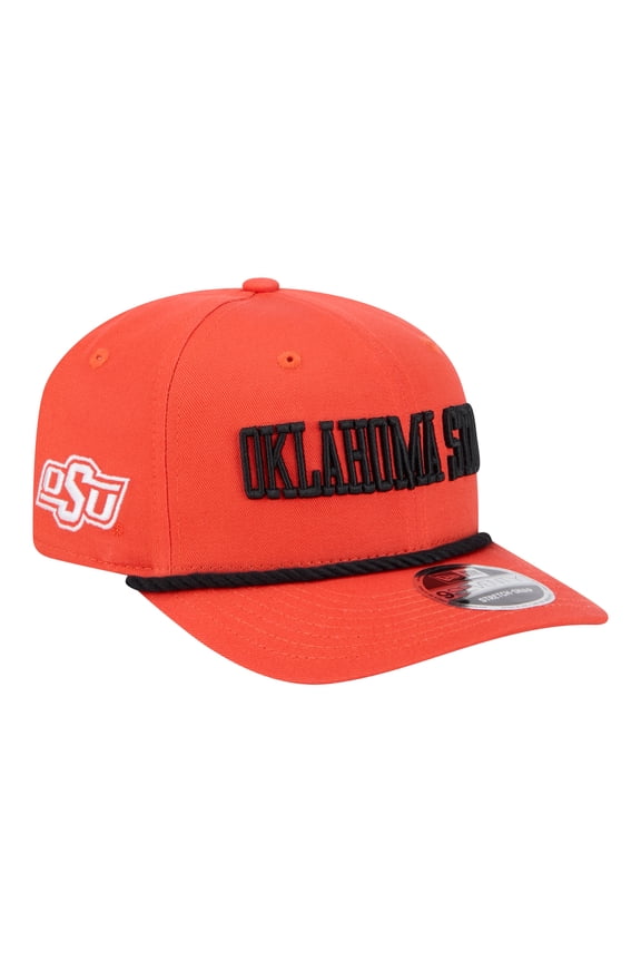 Men's New Era Orange Oklahoma State Cowboys Wordmark Rope 9SEVENTY Stretch-Snap Hat