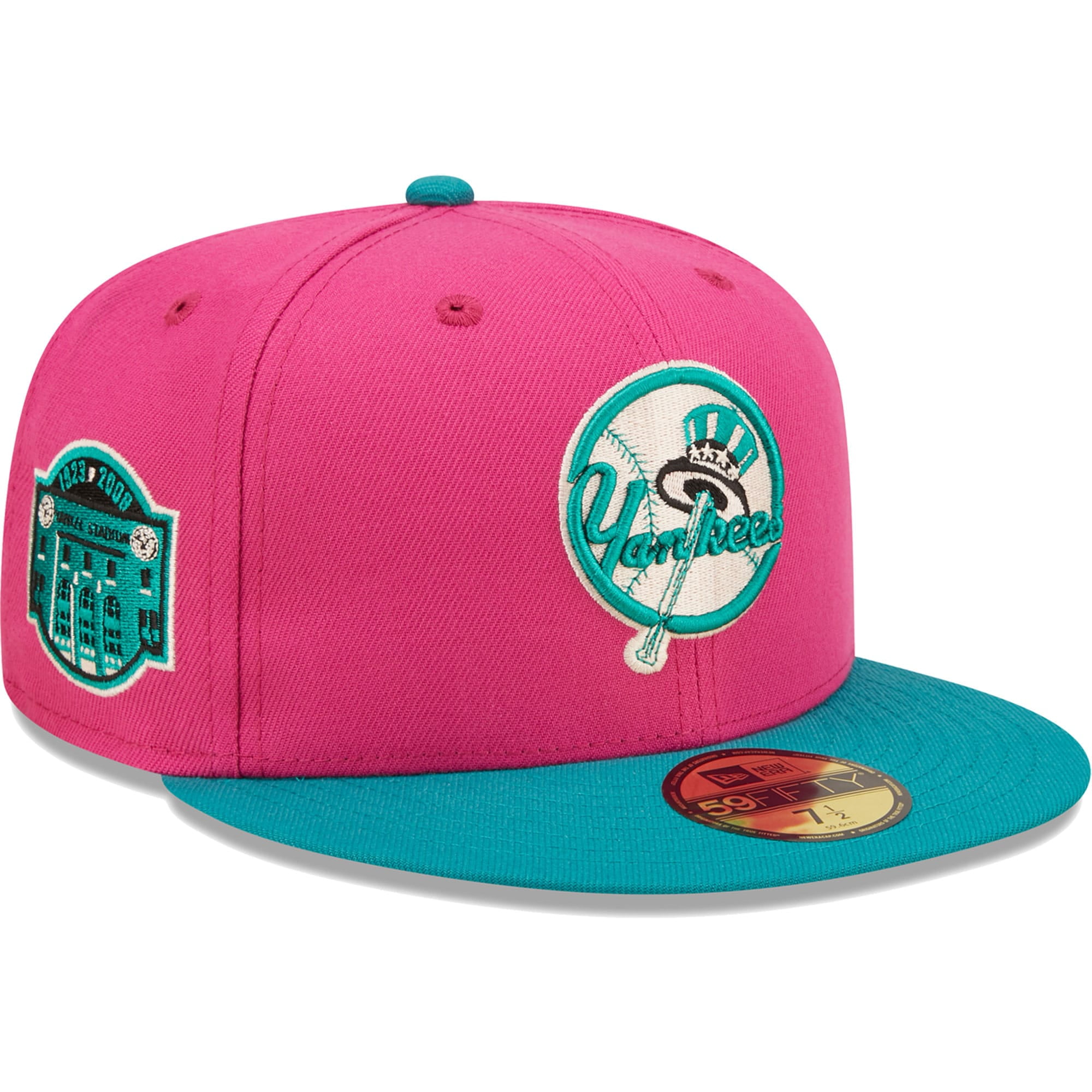 New Era York Yankee Hat Forest Passion New Stadium Collection Pink/Green Men\'s Fitted Cooperstown Yankees 59FIFTY