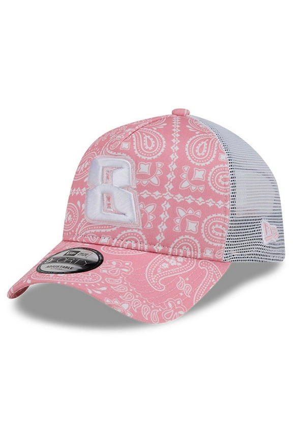 Men's New Era Pink Kyle Busch 9FORTY A-Frame Trucker Paisley Adjustable Hat
