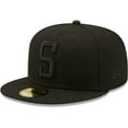 thumbnail image 1 of Men's New Era Pittsburgh Steelers Black on Black Alternate Logo 59FIFTY Fitted Hat, 1 of 5