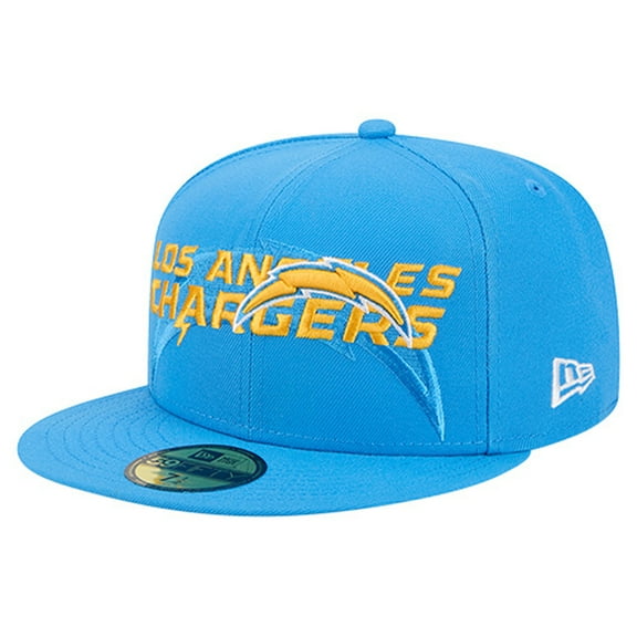 Men's New Era  Powder Blue Los Angeles Chargers Overlap Wordmark 59FIFTY Fitted Hat