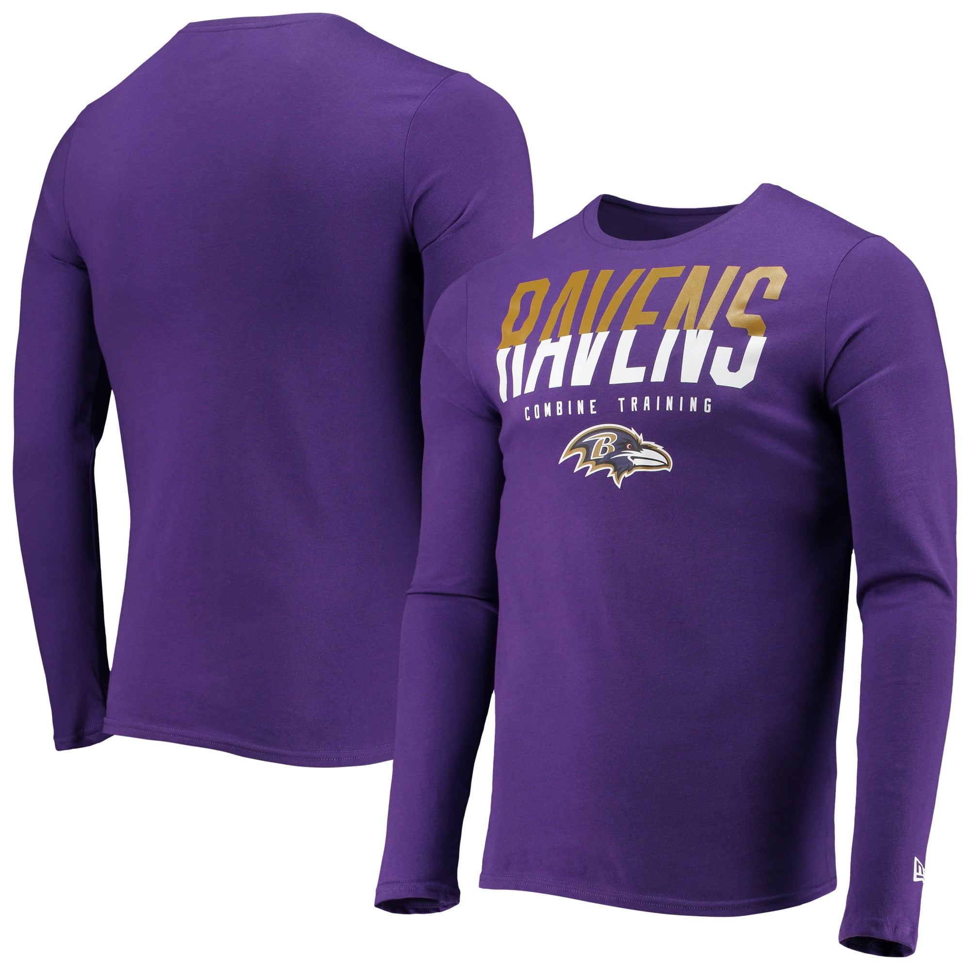 Men's New Era Purple Baltimore Ravens Combine Authentic Split Line Long ...