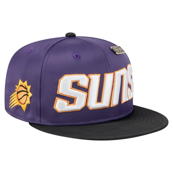 Men's-New Era Purple/Black Phoenix Suns Throwback Satin Vintage Pin Two-Tone 59FIFTY Fitted Hat