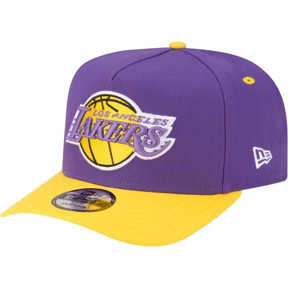 Men's New Era Purple/Gold Los Angeles Lakers 80s Throwback A-Frame 9FIFTY Snapback Hat