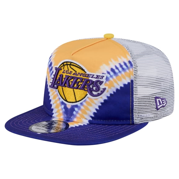 Men's New Era Purple/Gold Los Angeles Lakers Throwback Dye Golfer Snapback Hat