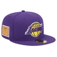 thumbnail image 1 of Men's New Era Purple Los Angeles Lakers Court Sport Leather Applique 59FIFTY Fitted Hat, 1 of 6