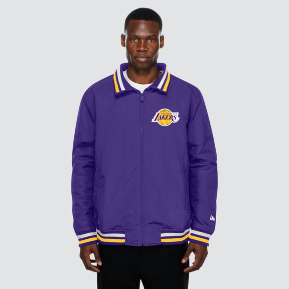 Men's New Era Purple Los Angeles Lakers Fan Nylon Crinkle Full-Zip Jacket