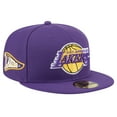 thumbnail image 1 of Men's New Era Purple Los Angeles Lakers Throwback Pennant 59FIFTY Fitted Hat, 1 of 6