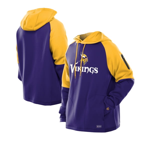 Men's New Era Purple Minnesota Vikings Combine Authentic Color Block Raglan Pullover Hoodie