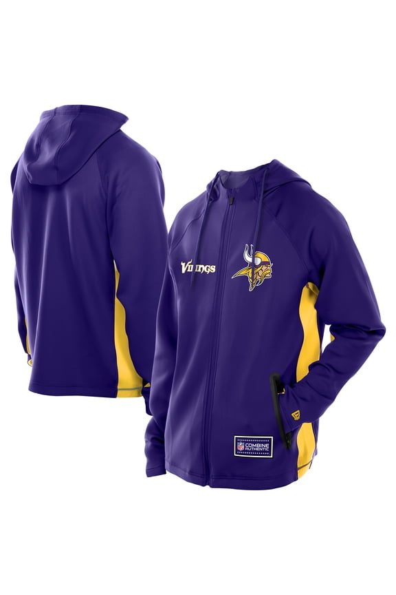 Men's New Era  Purple Minnesota Vikings Combine Authentic Raglan Scuba Full-Zip Hoodie