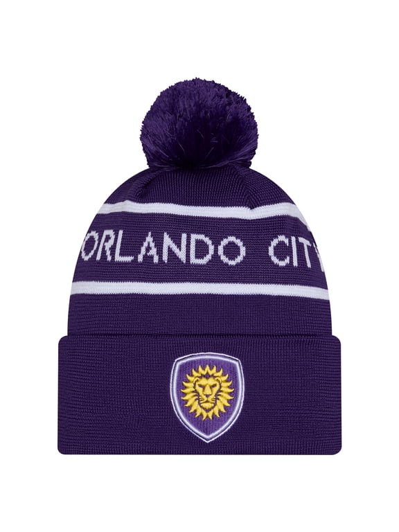 Men's New Era Purple Orlando City SC 2026 Jersey Hook Cuffed Knit Hat with Pom