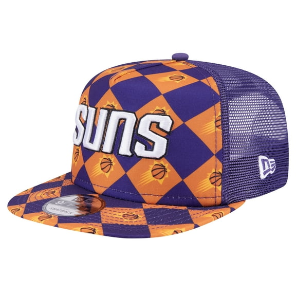 Men's New Era Purple Phoenix Suns Seeing Diamonds A-Frame Trucker 9FIFTY Snapback Hat