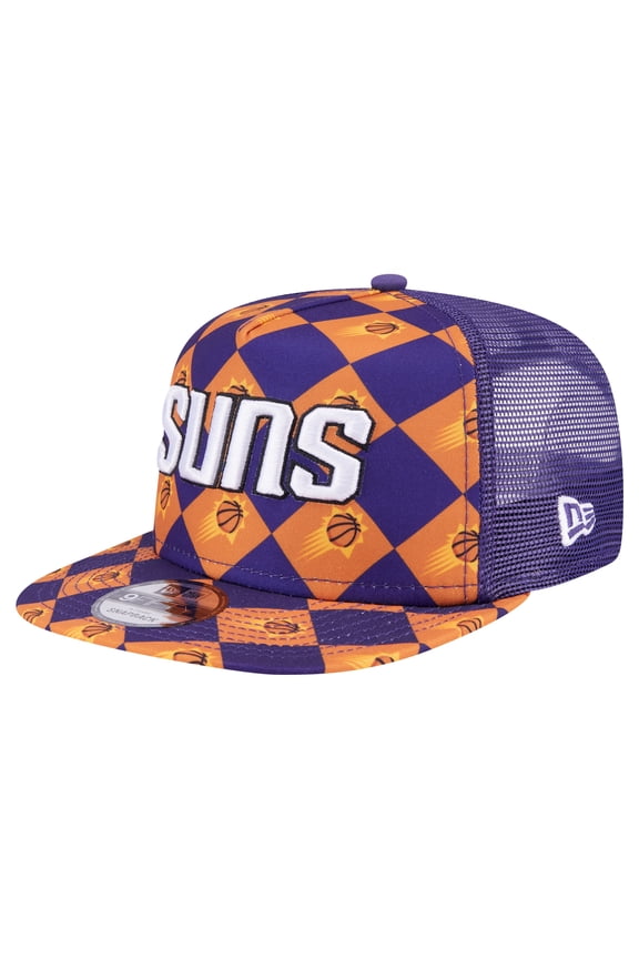 Men's New Era Purple Phoenix Suns Seeing Diamonds A-Frame Trucker 9FIFTY Snapback Hat