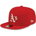 thumbnail image 1 of Men's New Era Red Athletics White Logo 59FIFTY Fitted Hat, 1 of 6