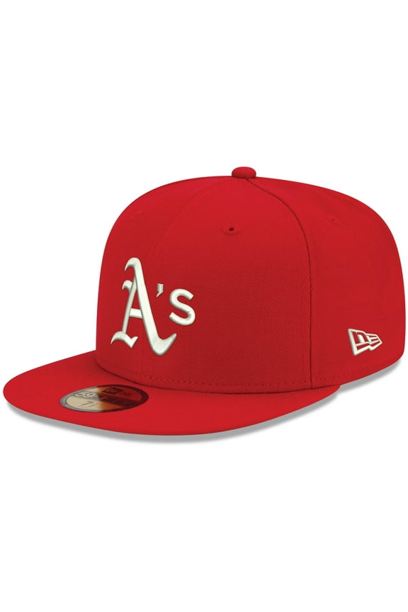 Men's New Era Red Athletics White Logo 59FIFTY Fitted Hat
