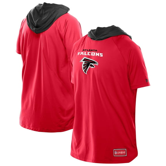 Men's New Era Red Atlanta Falcons Combine Authentic Hooded Raglan Short-Sleeve T-Shirt