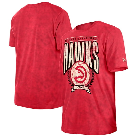 Men's New Era  Red Atlanta Hawks Throwback Vintage Boxy Mineral Wash T-Shirt