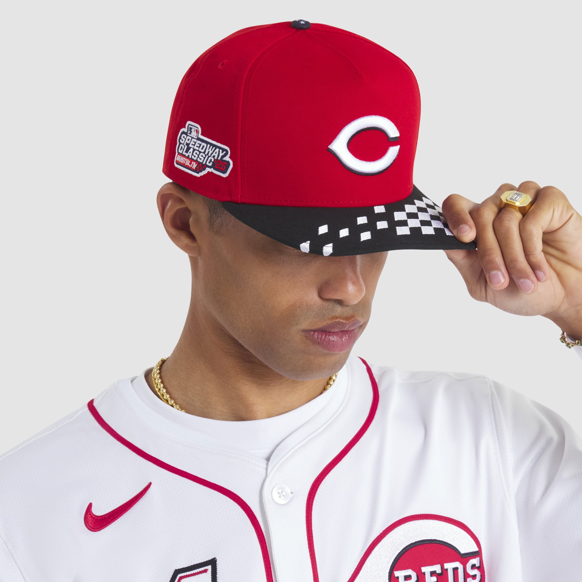 Men's New Era Red/Black Cincinnati Reds 2025 MLB Speedway Classic A ...