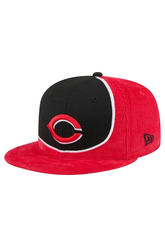 Men's New Era Red/Black Cincinnati Reds Retro Split Corduroy Snapback Hat