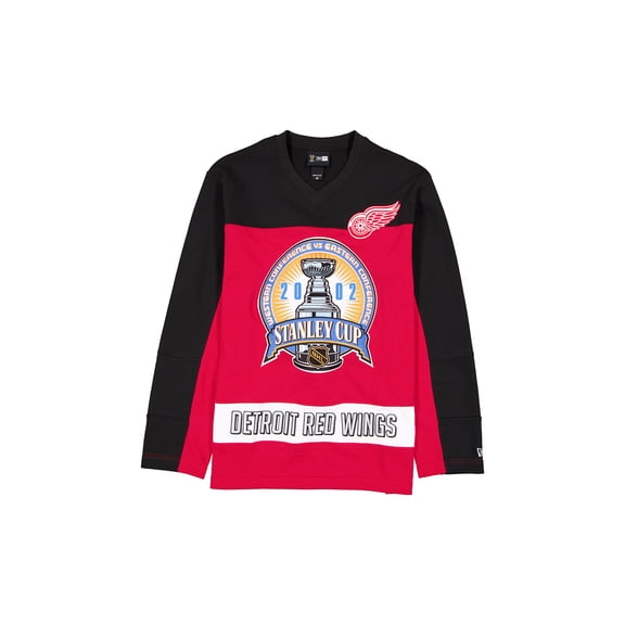 Men's New Era  Red/Black Detroit Red Wings Stanley Cup Champions Long-Sleeve Hockey Jersey Shirt