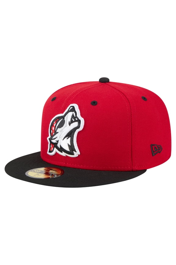 Men's-New Era Red/Black Erie SeaWolves Authentic Collection 59FIFTY Fitted Hat