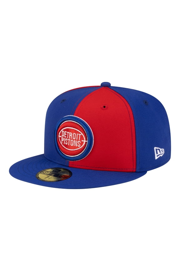 Men's New Era Red/Blue Detroit Pistons 80s Throwback Pinwheel 59FIFTY Fitted Hat