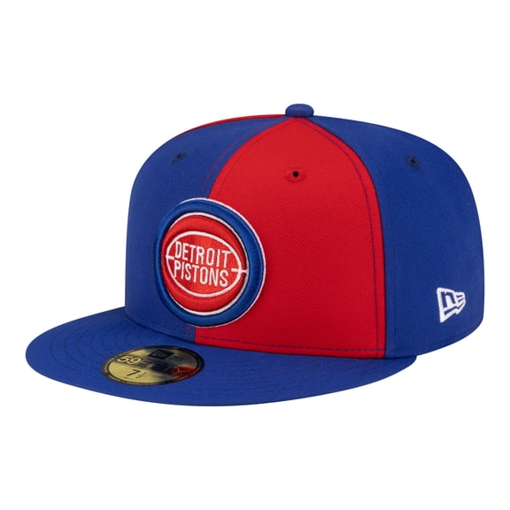 Men's New Era Red/Blue Detroit Pistons 80s Throwback Pinwheel 59FIFTY Fitted Hat