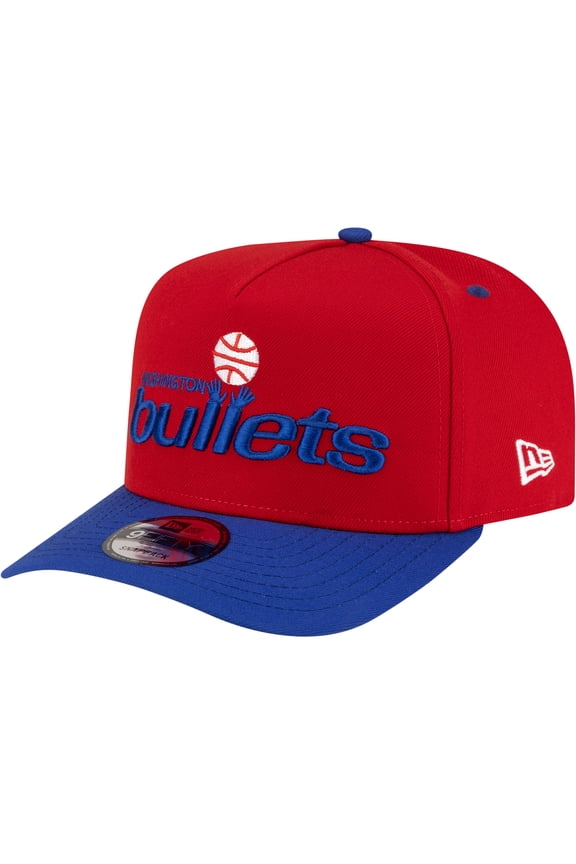 Men's New Era Red/Blue Washington Bullets 80s Throwback A-Frame 9FIFTY Snapback Hat