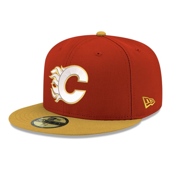 Men's New Era Red Calgary Flames Core Logo Two-Tone 59FIFTY Fitted Hat