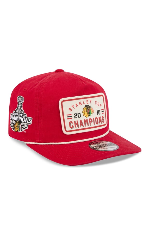 Men's New Era Red Chicago Blackhawks Throwback Stanley Cup Champions Side Patch 19TWENTY Adjustable Hat