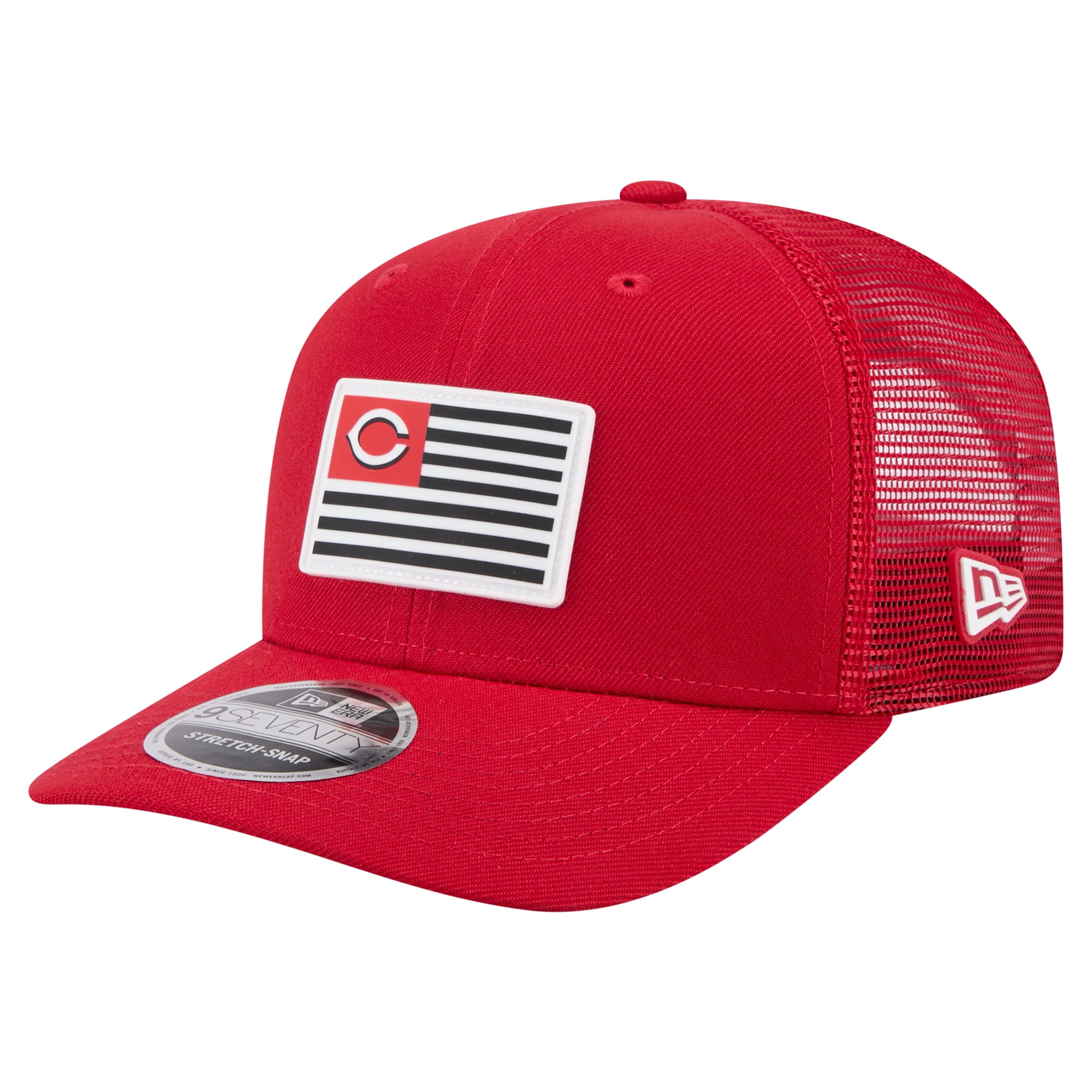 Men's New Era Red Cincinnati Reds Flag 9SEVENTY Stretch-Snap Hat ...