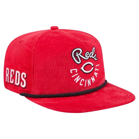 Men's New Era  Red Cincinnati Reds Full Circle Corduroy-Golfer Adjustable Hat