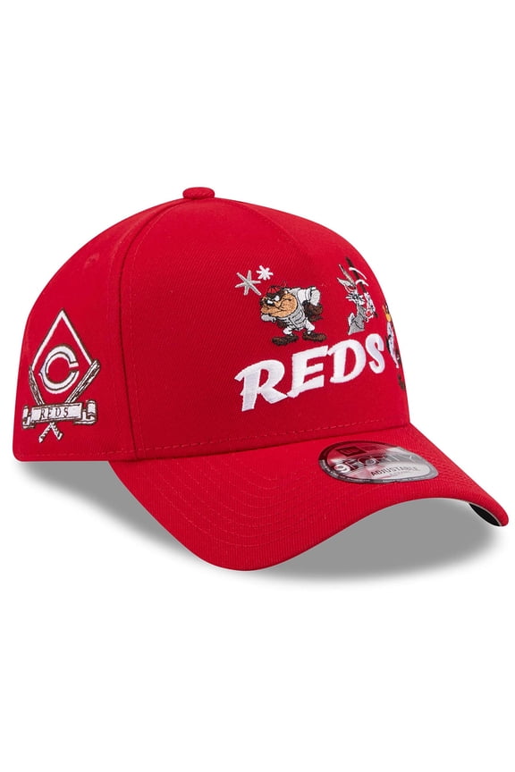 Men's New Era Red Cincinnati Reds Looney Tunes A-Frame 9FORTY Adjustable Hat