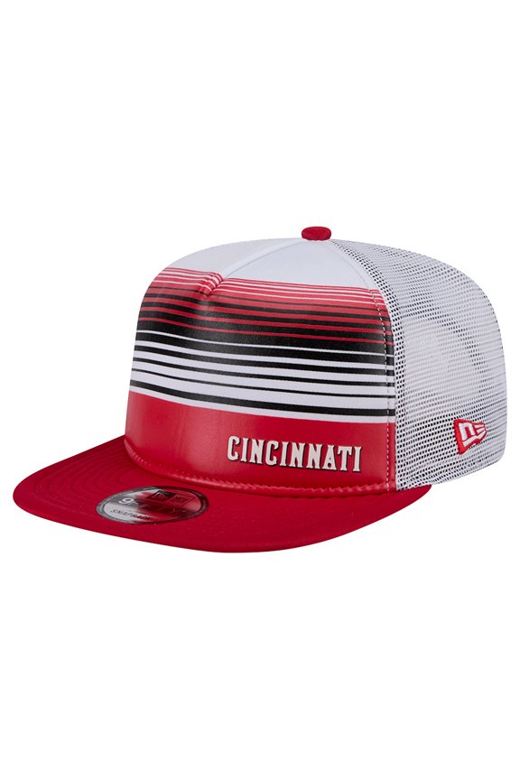 Men's New Era Red Cincinnati Reds Team Horizon 9FIFTY A-Frame Trucker Snapback Hat