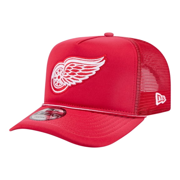 Men's New Era Red Detroit Red Wings Faded A-Frame 9FIFTY Trucker Snapback Hat