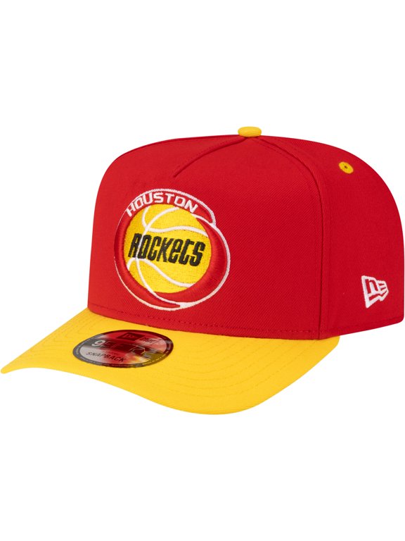 Men's New Era Red/Gold Houston Rockets 80s Throwback A-Frame 9FIFTY Snapback Hat