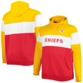 thumbnail image 1 of Men's New Era Red/Gold Kansas City Chiefs Big & Tall Current Colorblock Raglan Fleece Pullover Hoodie, 1 of 3