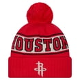 thumbnail image 1 of Men's New Era Red Houston Rockets Throwback Retro Cuffed Knit Hat with Pom, 1 of 2