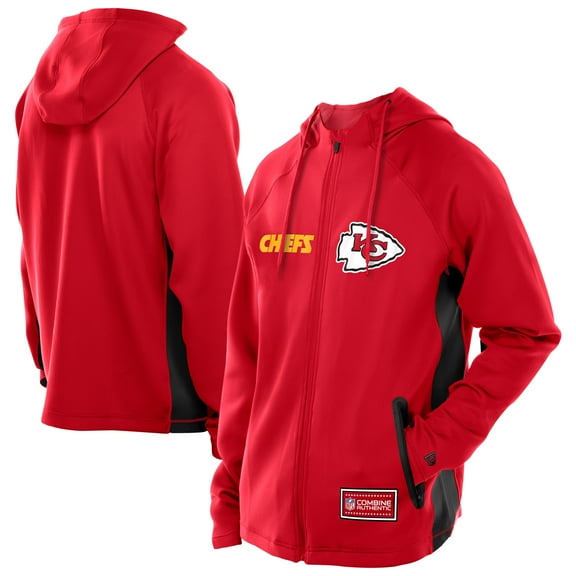 Men's New Era  Red Kansas City Chiefs Combine Authentic Raglan Scuba Full-Zip Hoodie