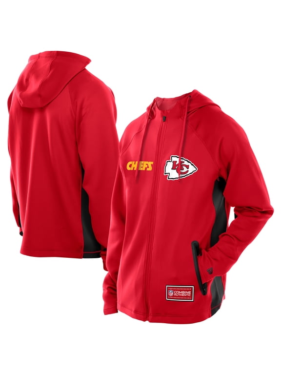 Men's New Era Red Kansas City Chiefs Combine Authentic Raglan Scuba Full-Zip Hoodie