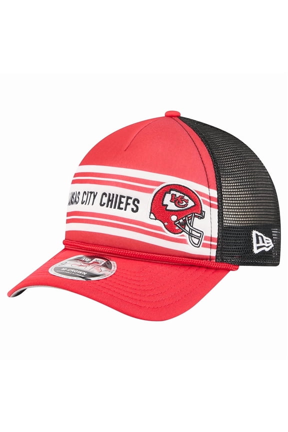 Men's New Era  Red Kansas City Chiefs  Linear A-Frame 9FORTY Adjustable Hat
