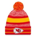 thumbnail image 1 of Men's New Era Red Kansas City Chiefs Team Logo Cuffed Knit Hat with Pom, 1 of 1