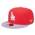 thumbnail image 1 of Men's New Era Red/Lavender Los Angeles Dodgers Spring Color Two-Tone 59FIFTY Fitted Hat, 1 of 6