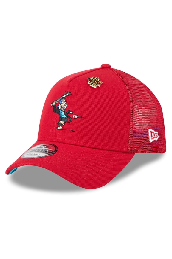 Men's New Era  Red Los Angeles Angels 2025 Big League Chew A-Frame 9FORTY Adjustable Trucker Hat