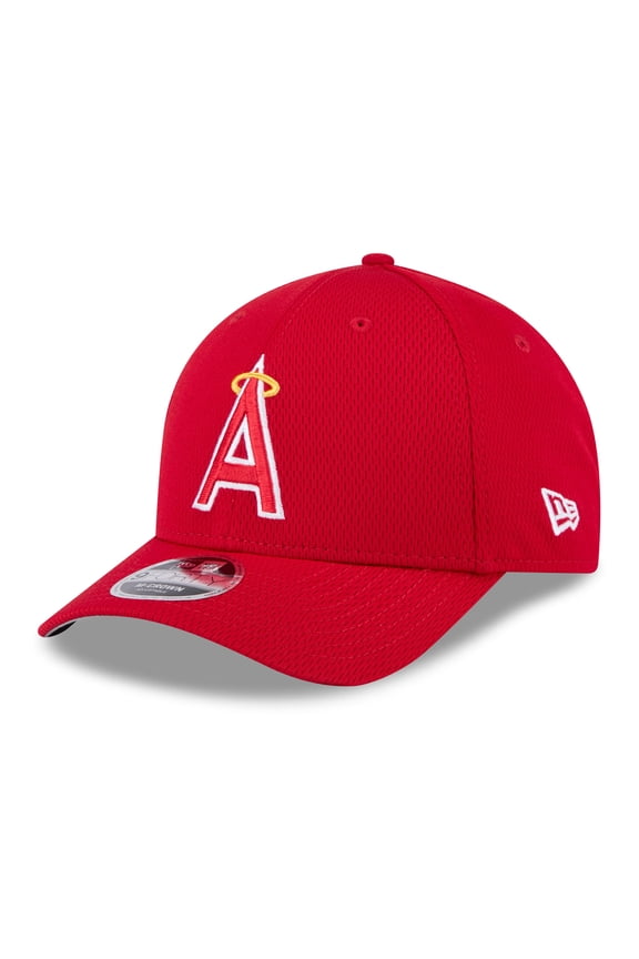 Men's New Era Red Los Angeles Angels 2025 MLB Clubhouse 9FORTY Adjustable Hat