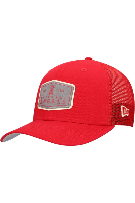 Men's New Era Red Los Angeles Angels Labeled 9SEVENTY Stretch-Snap Adjustable Hat