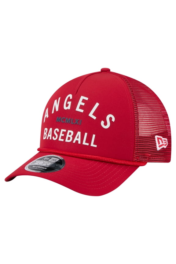 Men's-New Era  Red Los Angeles Angels Minimalist 9FORTY A-Frame Adjustable Hat
