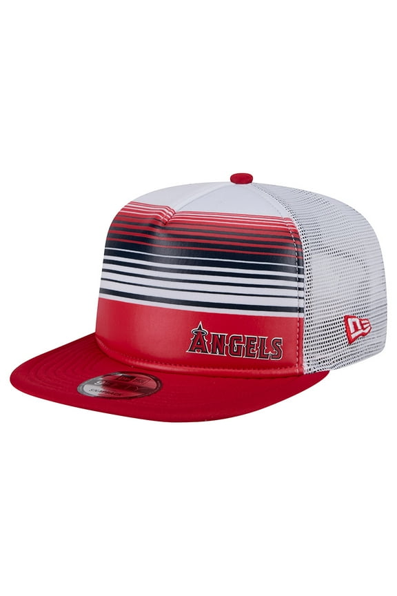 Men's New Era Red Los Angeles Angels Team Horizon 9FIFTY A-Frame Trucker Snapback Hat