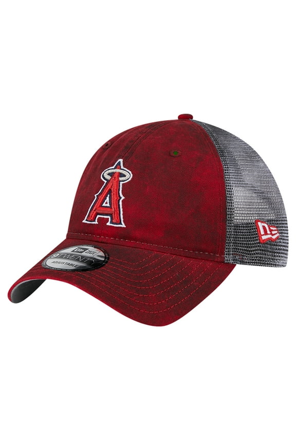 Men's New Era Red Los Angeles Angels Team Slick Trucker 9TWENTY Adjustable Hat