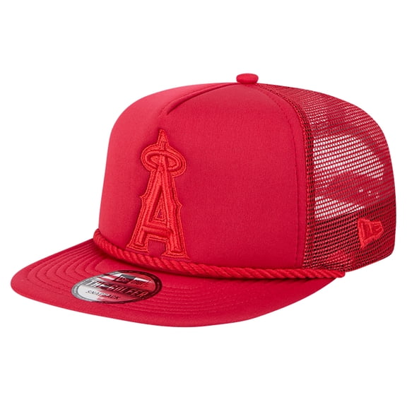 Men's New Era Red Los Angeles Angels Tone Foam Meshback Golfer Snapback Hat